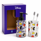 Disney Mickey Mouse 2-Piece Glass Bathroom Accessory Set – Clear / Tinted Glass