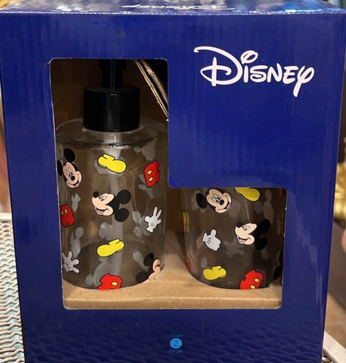 Disney Mickey Mouse Transparent Glass Bathroom Set